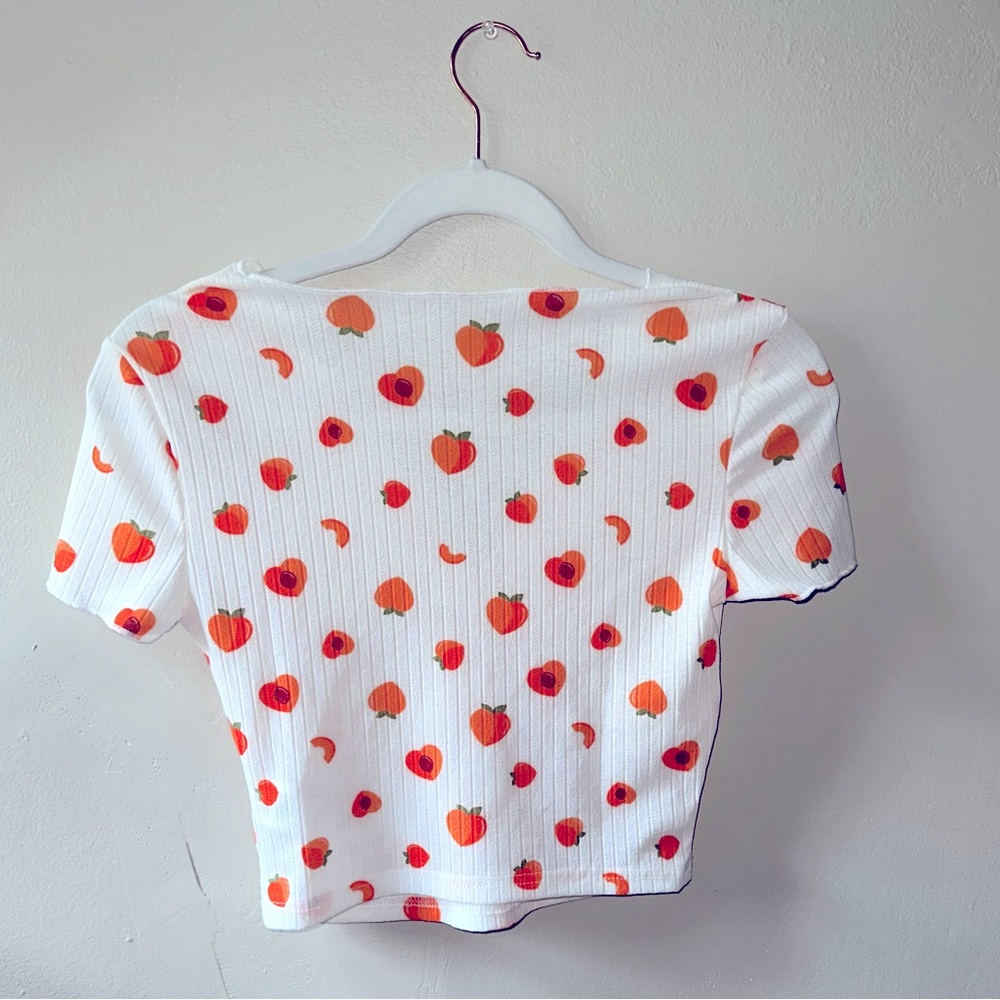 Peach Print Ribbed Tee - Picture 4 of 7